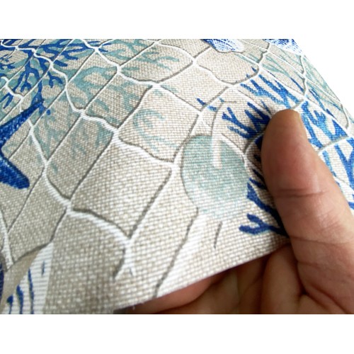 STAIN-RESISTANT TABLECLOTH RESIN-COATED TORINO SEA SEA BLUE CORALS