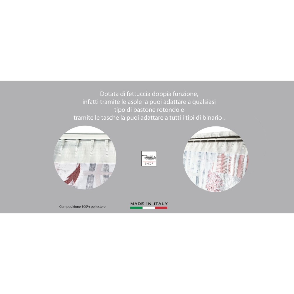 CARPA INGRID en estilo marino CORAL ROJO cm. 175x290 HECHO EN ITALIA