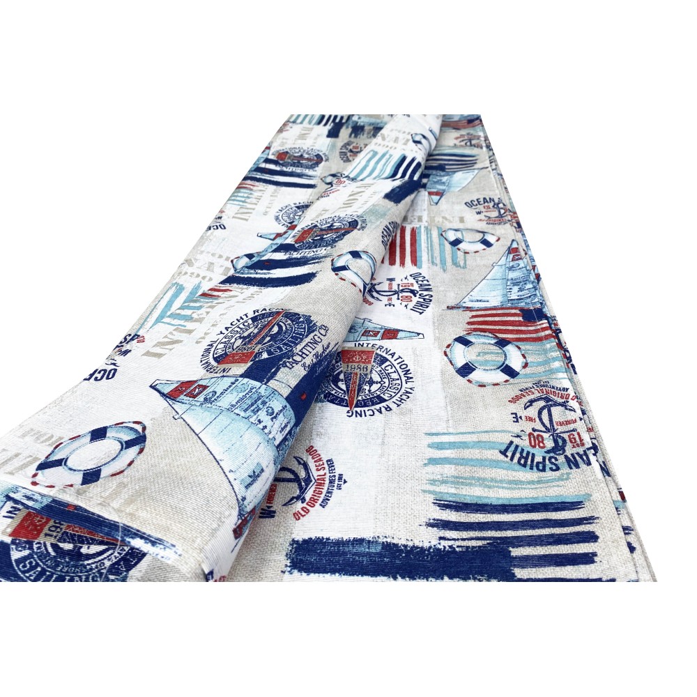 Serviette pour Meubles Grand Foulard Couvre-lit Canapé Tissu LONETA BATEAU BLEU
