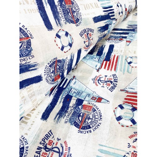 Handtuchbezug GRAN SCARF TAGESDECKE Sofabezug STOFF LONETA sea MARINE SAILING BLUE