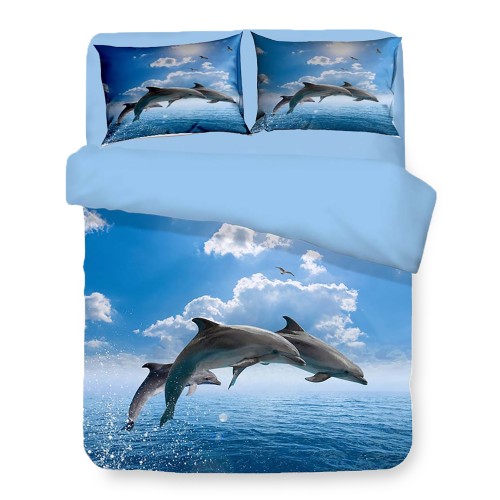 Housse de couette Sateen HD photo dauphins dans la mer