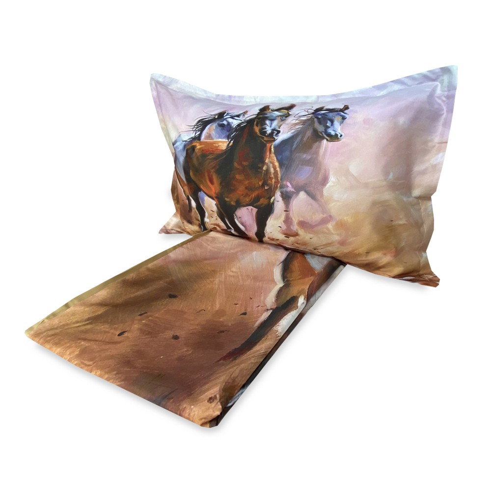 Housse de couette Satiné HD Photographie Chevaux Racing