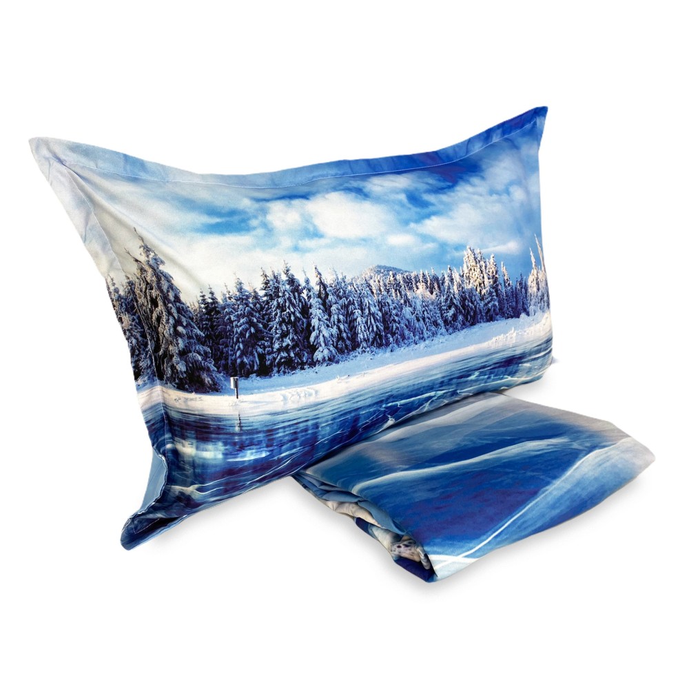 DUVET COVER SATIN HD PHOTOGRAPHIC LAKE Frozen Double cm. 250x200 mm