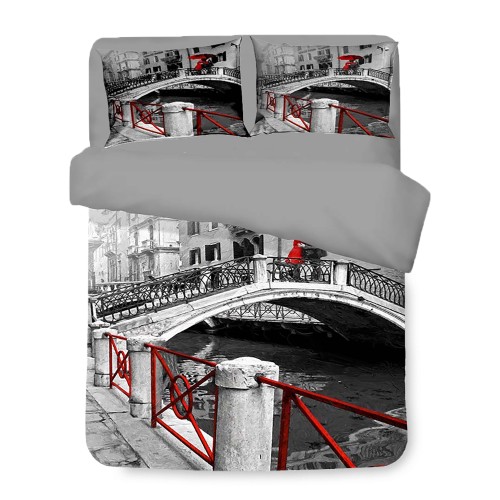 BETTBEZUG SATELLO HD FOTOGRAFICO VENEZIA ponte INNAMORATI Double cm. 250x200 mm