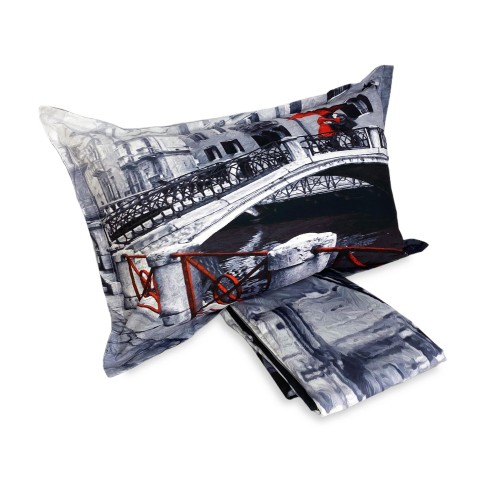 Housse de couette Sateen HD PHOTOGRAPHO VENISE pont amoureux avec double cm. 250x200