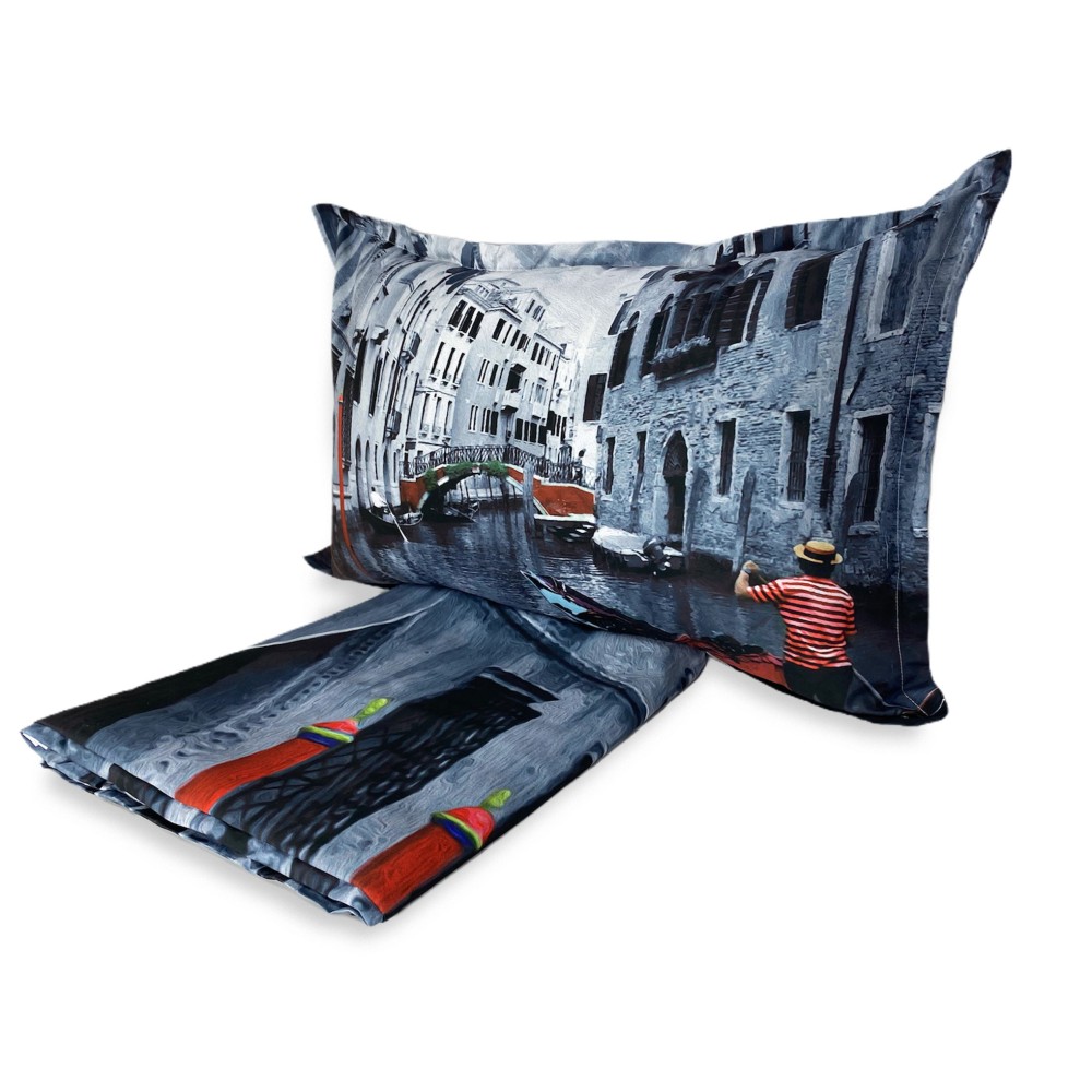 FUNDA NÓRDICA SATINO HD FOTOGRAFICO VENEZIA Góndola doble cm. 250x200 milímetros