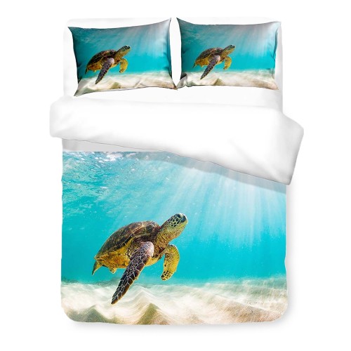 Housse de couette Sateen HD Photographie Tortue Marine Double cm. 250x200