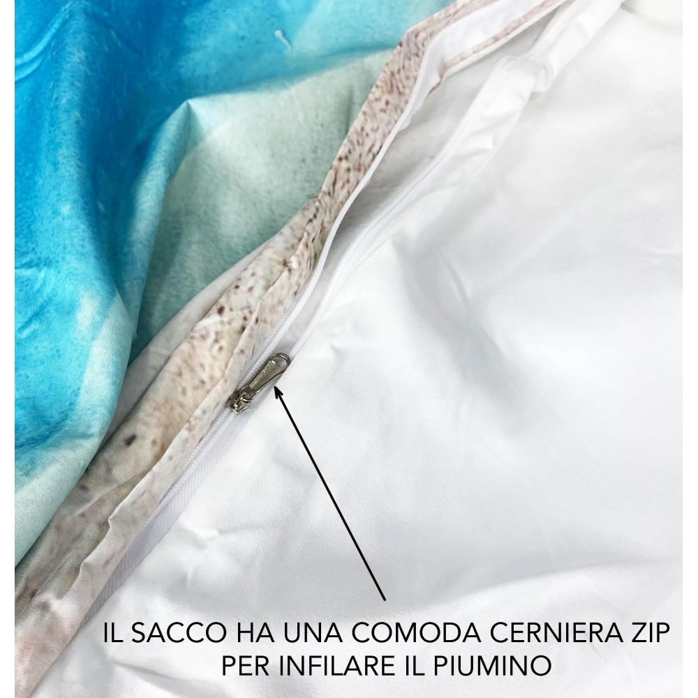 DUVET COVER SATIN HD PHOTOGRAPHIC SEA TURTLE Double cm. 250x200 mm