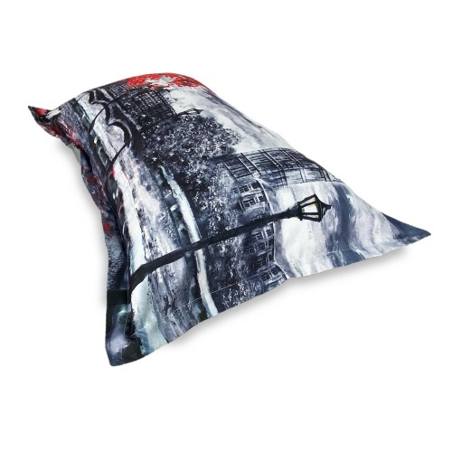 DUVET COVER SATIN HD PHOTOGRAPHIC painted LONDON Double cm. 250x200 mm
