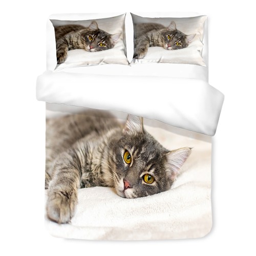 Duvet Cover Rasatello HD PHOTOGRAPHIC CAT lying down