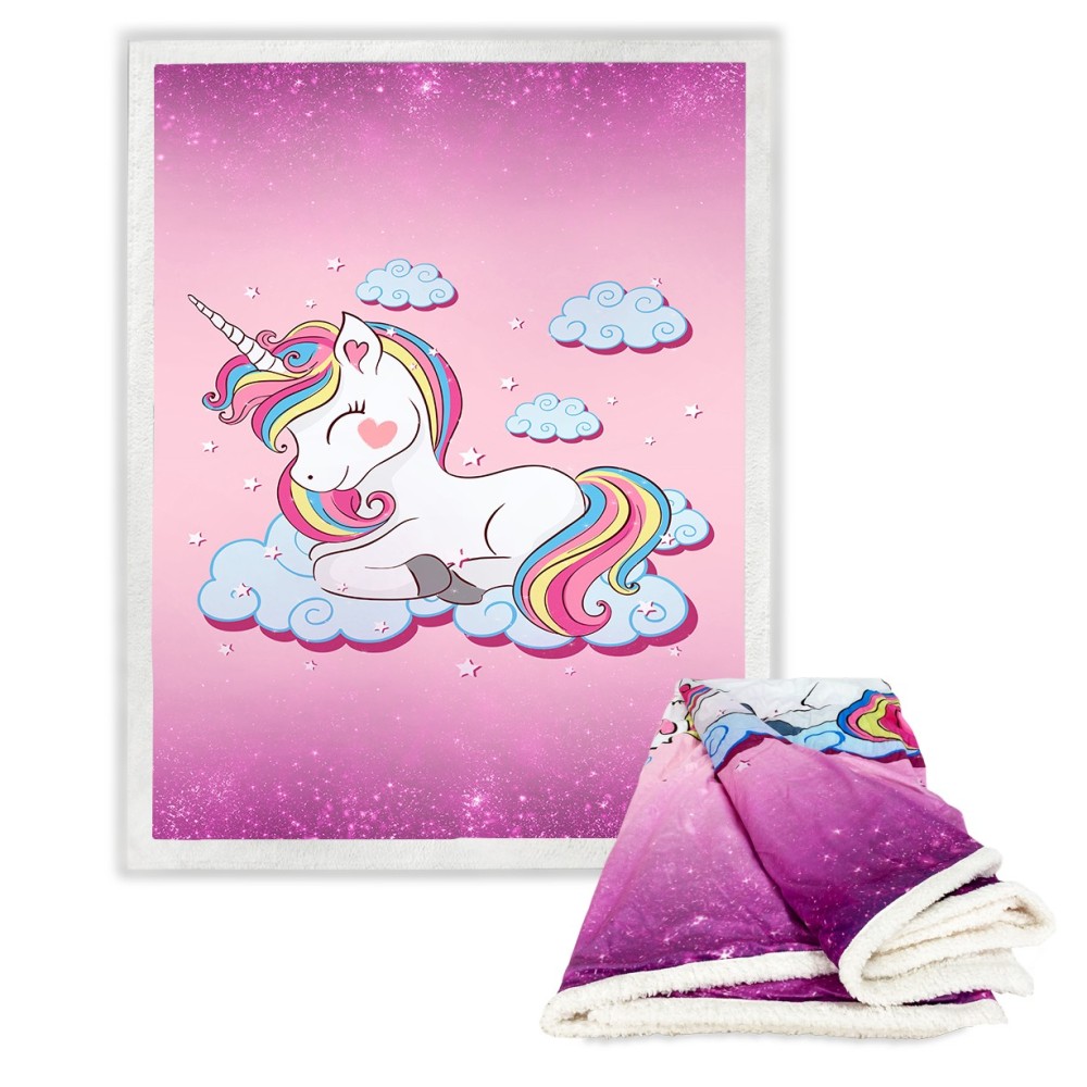 motivo: unicorno 100 x 140 cm Coperta in pile colore: Rosa Peppa Pig 
