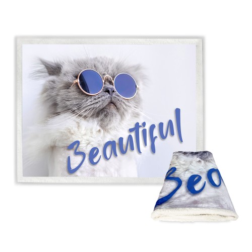 MANTA DE VELLÓN A CUADROS SHERPA fantasy HD cat BEAUTIFUL