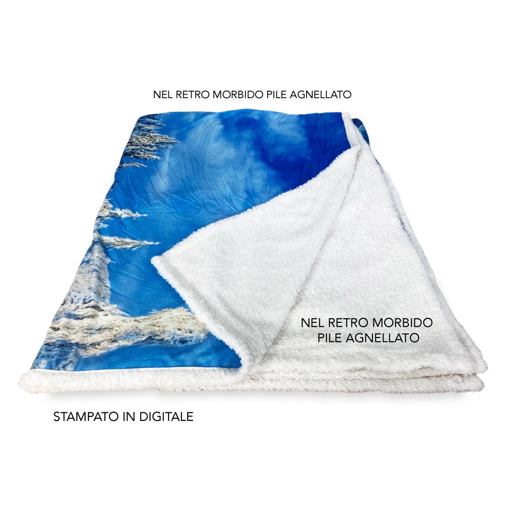 PLAID coperta IN PILE SHERPA fantasy HD LAGO ghiacciato