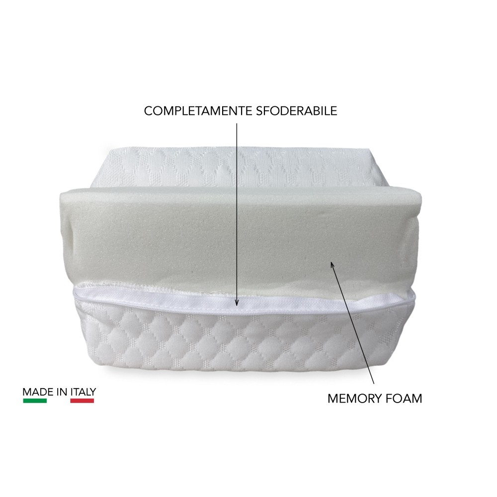 COJÍN © COLUMNA para PIERNAS rodillas en MEMORIA para la columna vertebral y el embarazo Made In Italy