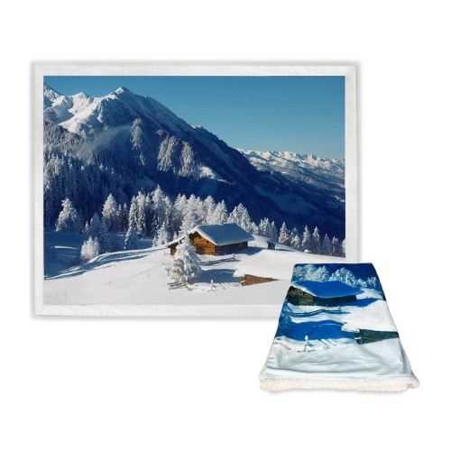 PLAID FLEECE blanket Sherpa fantasy HD SNOW HUT