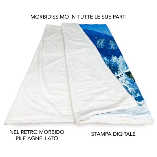 PLAID FLEECE blanket Sherpa fantasy HD SNOW HUT