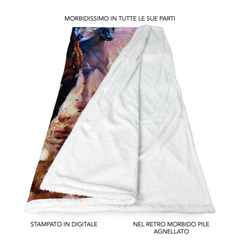 Manta de vellón a cuadros Sherpa fantasía hd caballos pintura