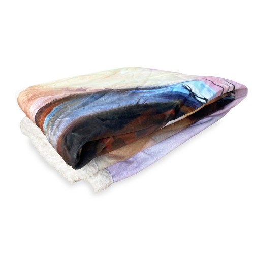 Plaid Couverture polaire Sherpa Fantasy HD Chevaux en course