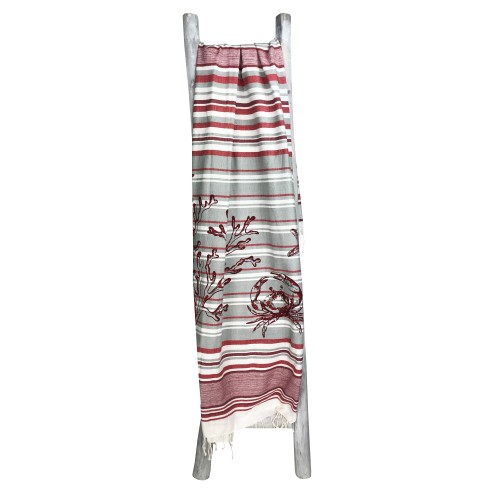 TELO MARE FOUTA GRANCHIO Rosso misura GRANDE con zaino Spiaggia KEEP CALM CM.100X200