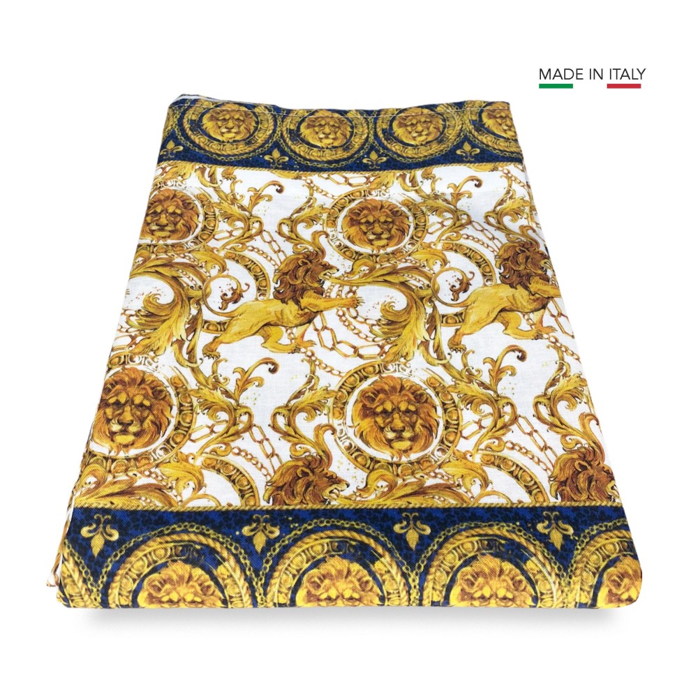 TENDA lusso VERSUS teste di leone cm.160X300 confezionata MADE in ITALY misto lino