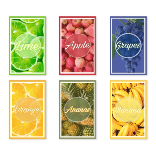 Lot de 6 torchons fruits en pur coton imprimé en taille haute définition MAXI