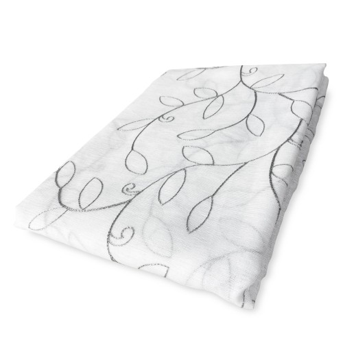 PAR DE CORTINAS NOEMI bordado HOJA MODERNA gris