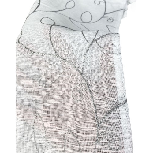 PAR DE CORTINAS NOEMI bordado HOJA MODERNA gris