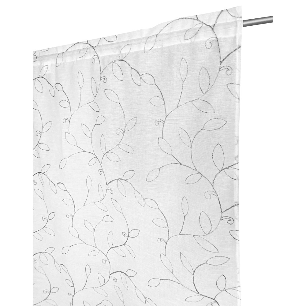 PAAR VORHÄNGE NOEMI Stickerei MODERN LEAF grau