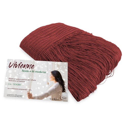 TENDA a FILI Vivienne per porta  CM. 150X300 tinta unita BORDEAUX