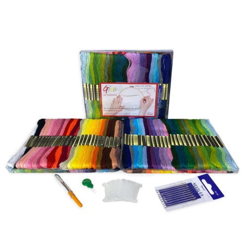 Set 50 madejas de punto de cruz GINA El hilo de madeja para bordado en hilo y KIT de bordado