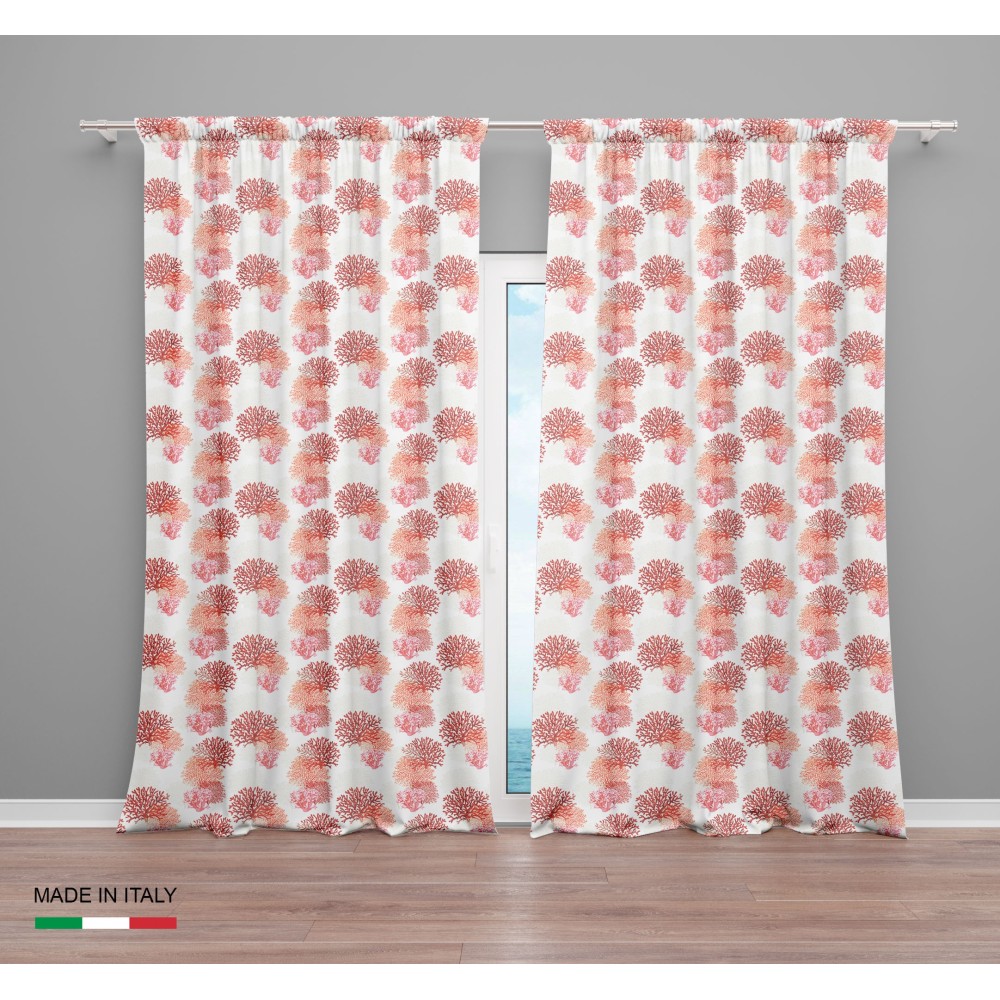 TENDA CORALLO rossa cm.160X300 confezionata MADE in ITALY misto lino