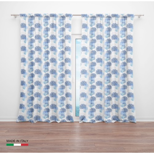 TENDA CORALLO blu cm.160X300 confezionata MADE in ITALY misto lino