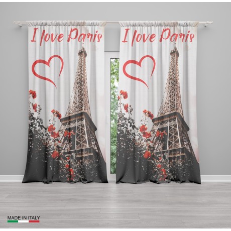 rideau imprimé avec la Tour Eiffel de Paris