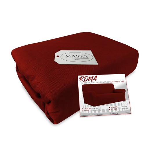 Universal stretch sofa cover ROMA stain-resistant BORDEAUX