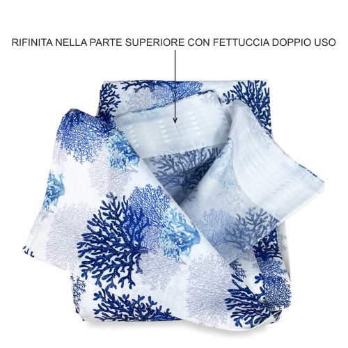 CORTINA DE CORAL azul cm.160X300 hecha MADE en mezcla de lino ITALIA