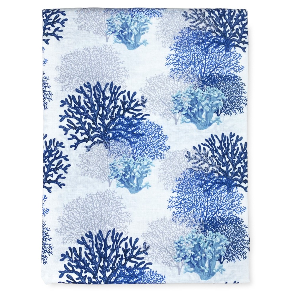 CORTINA DE CORAL azul cm.160X300 hecha MADE en mezcla de lino ITALIA