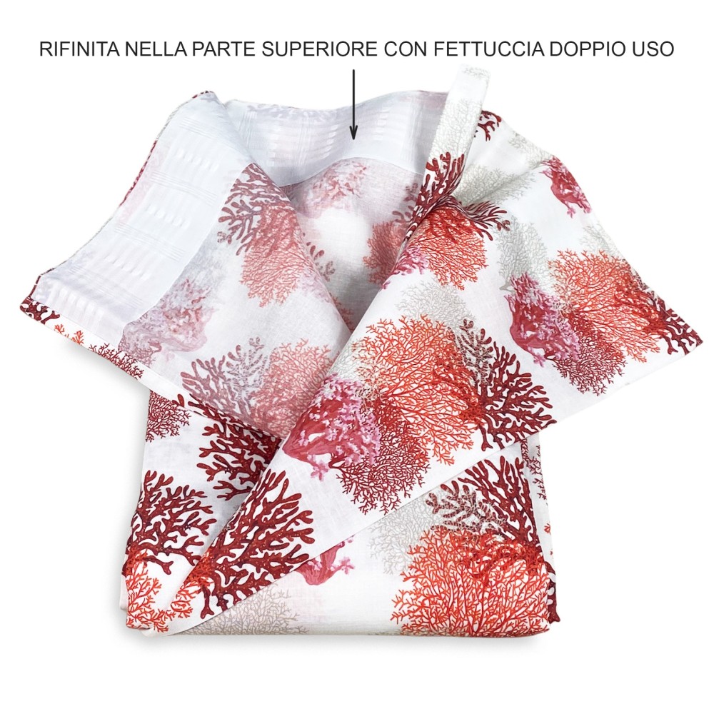 CORAL CURTAIN rot cm.160X300 made in ITALY Leinenmischung
