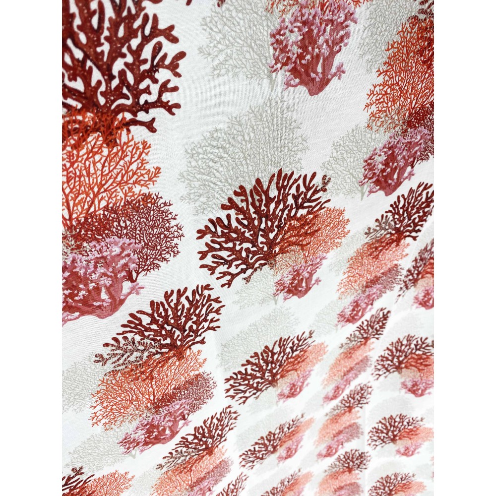 CORTINA DE CORAL rojo cm.160X300 hecha MADE en mezcla de lino ITALIA