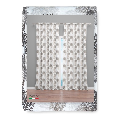 CORAL CURTAIN beige cm.160X300 made MADE in ITALY Leinenmischung