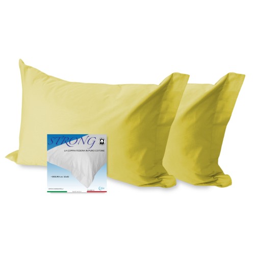 PAR de fundas de almohada para funda de almohada AMARILLA de color sólido FUERTE cm. 52X82