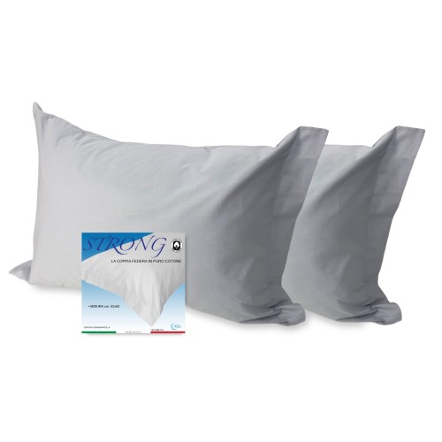 PAIR of pillowcase for STRONG pillow solid color GREY cm. 52X82
