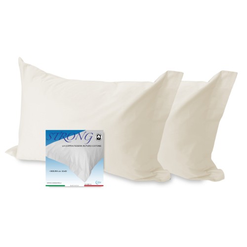 PAR de fundas de almohada para funda de almohada CREMA de color sólido STRONG cm. 52X82