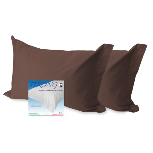 PAR de fundas de almohada para color sólido FUERTE MARRÓN cm. 52X82