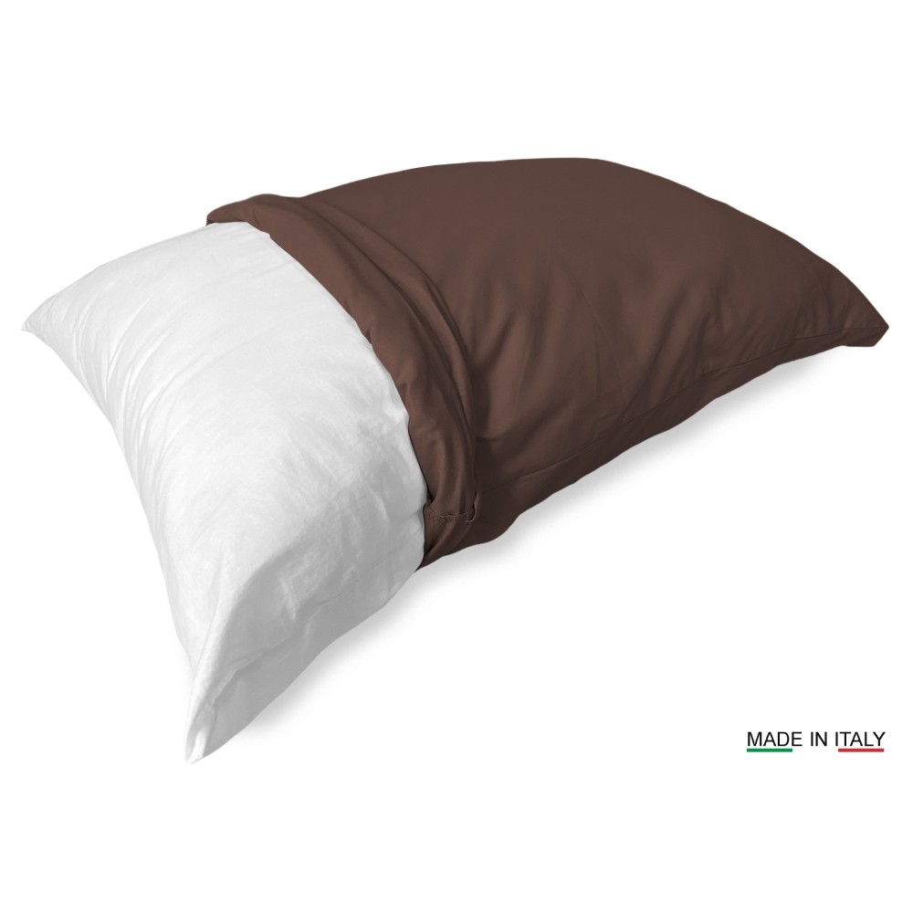 PAIR of pillowcase for STRONG solid color BROWN cm. 52X82