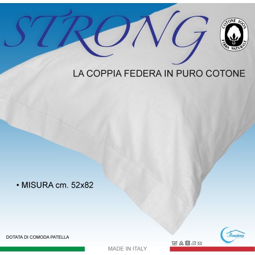 COPPIA federa per GUANCIALE STRONG tinta unita BLUETTE cm. 52X82