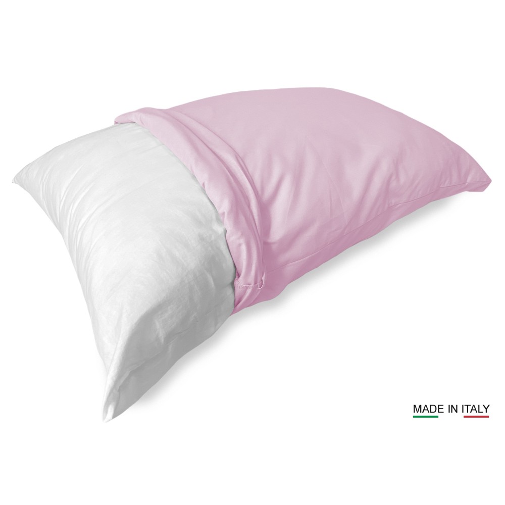 PAIRE LA TAIE DE L'OREILLER SOLIDE ROSE CM. 52X82