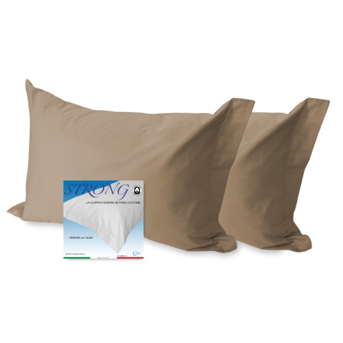 PAR de funda de almohada para funda de almohada STRONG color liso AVELLANA cm. 52X82