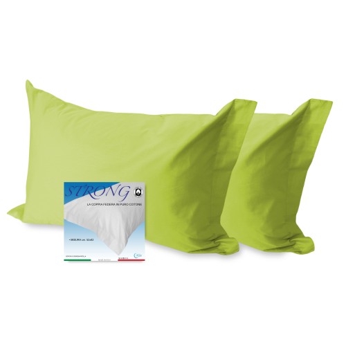PAIR of pillowcase for STRONG solid color ACID GREEN cm. 52X82
