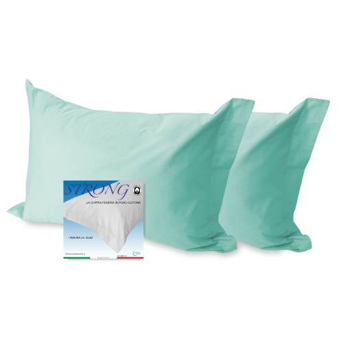 PAR de fundas de almohada para funda de almohada VERDE de color sólido FUERTE cm. 52X82