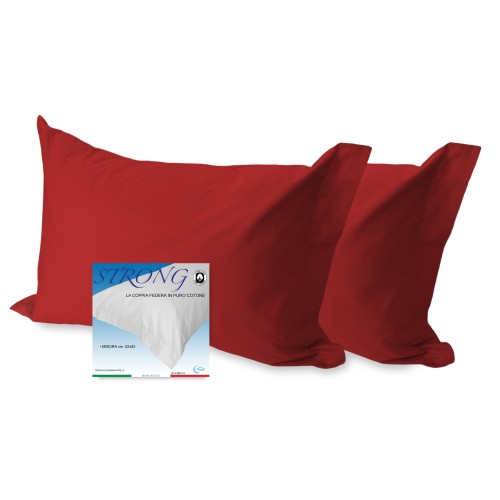 PAIR of pillowcase for STRONG solid color BORDEAUX cm. 52X82